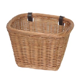 NEW! Delux, Heritage,Traditional Handmade, Rectangular, Wicker Bicycle Basket. Strengthened rim, extra length, leather straps.