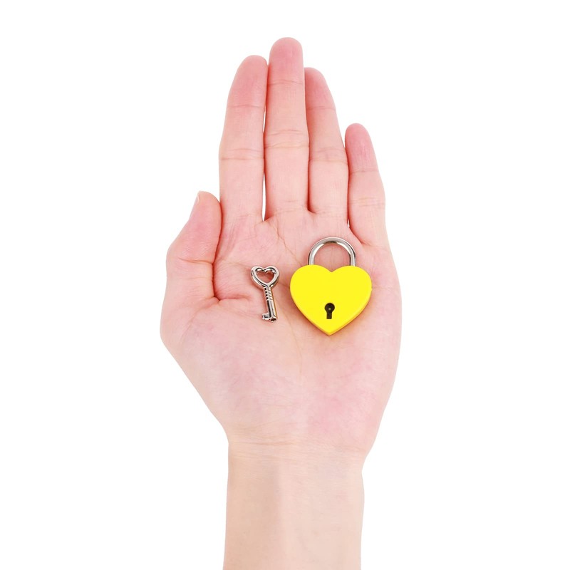 VeYocilk 3 candados pequeños en forma de corazón amarillo con