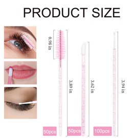BUYBLIFE 200 Stück Einweg-Mascara-Stäbe, Lippenapplikator, Make-up-Pinsel-Sets, 100 Mikro-Pinsel + 50 Wimpernbürsten + 50 Lippenstiftstäbe mit Organizer-Box, Rosa