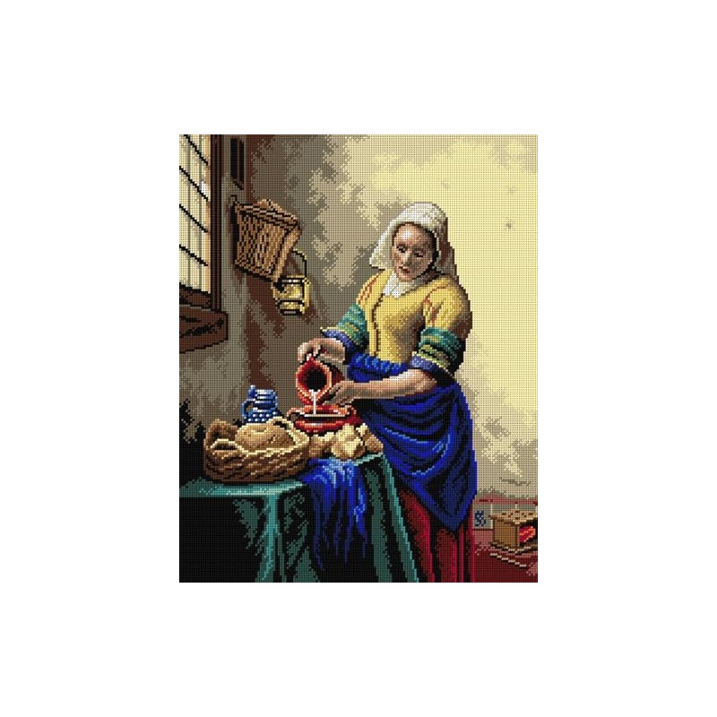 Wizardi Needlepoint Canvas for halfstitch Without Yarn After Johan Vermeer