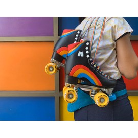 Moxi Rainbow Rider Roller Skates for Women - Beautiful, Durable, Supportive Rainbow Skates with Padded Lining, a Sturdy Plate, and Soft Outdoor Wheels - Asphalt Black - Size 8