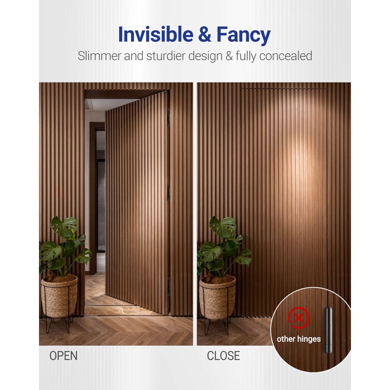 Upgraded Hidden Door Hinges Invisible Hinges, 7" Zinc Alloy Concealed