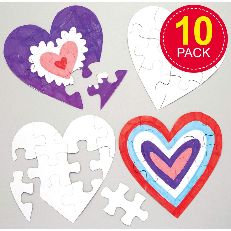 Baker Ross Heart Colouring Puzzles (Pack of 10)