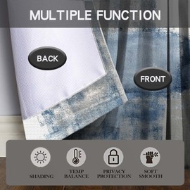 MCALK Blue Kitchen Curtains Tiers and Valances Set 3 Piece for Windows White and Grey Kitchen Window Curtains Set,Modern Abstract Art Valances for Living Room(36" Tiers Set)