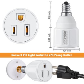 3 Prong Light Bulb Socket Adapter, Polarized Outlet, Light Socket to Plug Adapter Converter for Patio, Garage, Porch(1 Piece)