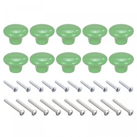 sourcing map 38x28mm Ceramic Drawer Knobs, 10pcs Mushroom Shape Door Pull Handles Green