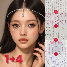 Of It Festival Party Performance Makeup Face Cubic Jewelry Sticker 1+4, 5 Pieces, Type A / 오브잇 페스티벌 파티공연용 메이크업 페이스 큐빅 쥬얼리 스티커 1+4, 5개, A타입