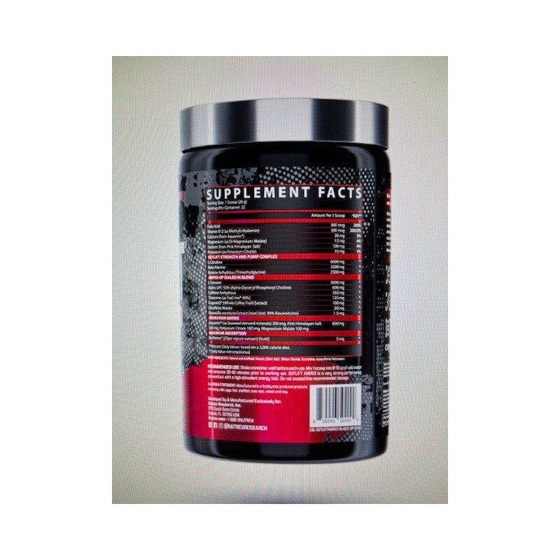 Nutrex Outlift Amped High-Stim Preworkout (Punch Flavor- 2 Containers) FREE