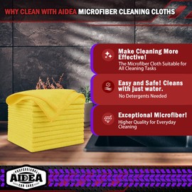 AIDEA Microfiber Cleaning Cloth, 20PK, Microfiber Towels for Cars, Premium All Purpose Car Cloths, Dusting Cloth Cleaning Rags, Absorbent Towels for SUVs, House, Kitchen, Window, 12"×12", Yellow