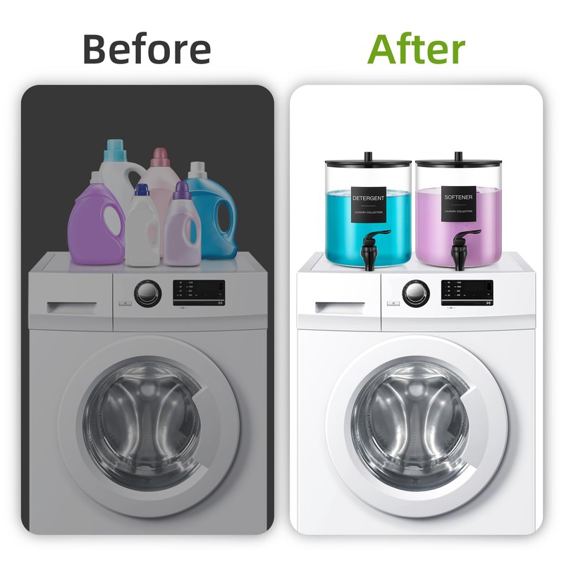 Glass Laundry Detergent Dispenser, 128 oz / 3.5L Fabric Softener