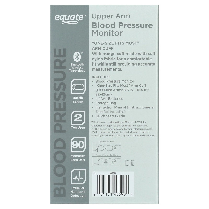 Equate BP-6000 Upper Arm Blood Pressure Monitor with Bluetooth