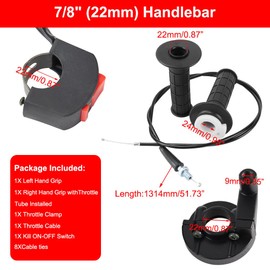 7/8" 22mm Twist Throttle Cable Handle Grip Kit Mini Bike Go Kart for Coleman CT200U CT200U-EX BT200X MB200 Predator 196cc 212cc 6.5hp DB30 Baja Warrior 79cc 100cc 200cc Engine CT100U CC100X Doodle Bug
