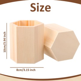 DoubleFill 12 Pack DIY Christmas Wooden Pencil Holder Craft for Desk, Desktop Pencil Holder Stand, Unfinished Wooden Pen Craft for Homemade DIY Supplies(Hexagonal)