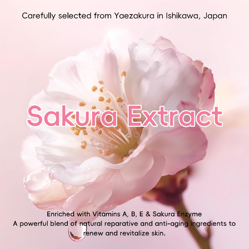 Sakura Face Serum, 100ml Daily Essence with Travel Size &