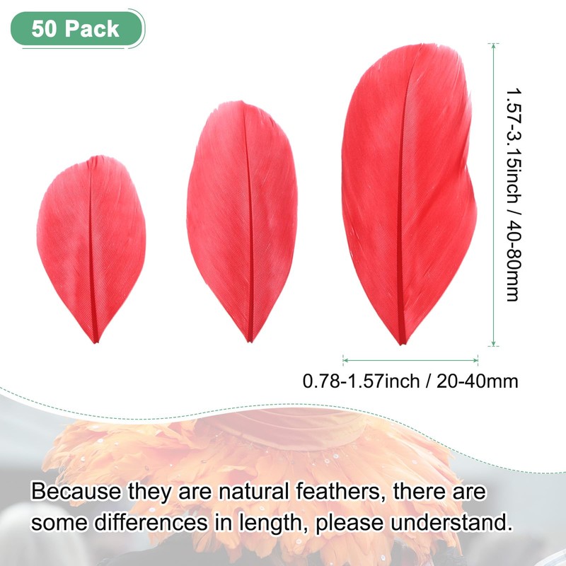 M METERXITY 50-Pack Goose Feathers, 1.6-3 Inch / 4-8cm Bulk