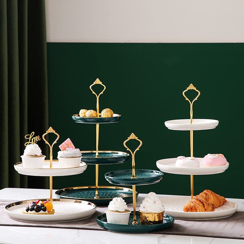 Aebor 3 Tier Round Porcelain Tiered Cupcake Stand, Tiered Serving