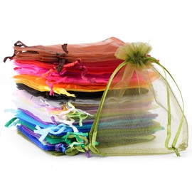 40 Pezzi Sacchetti Organza 10x12 cm, Sacchetti In Organza Colorate con Cordoncino, Sacchetto Regalo In Organza per dolciumi, matrimoni, compleanni, Natale e cosmetici