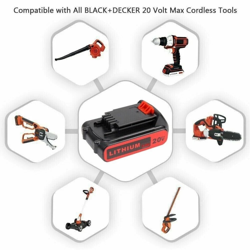 BLACK+DECKER 2Pack LithiumBattery replace for Black and Decker 20 Volt