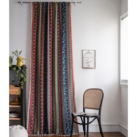 USTIDE Boho Rero Curtain Striped Multicolor Curtain Ethnic Home Decor for Living Room/Bedroom 94 Inches Long Room Darkening