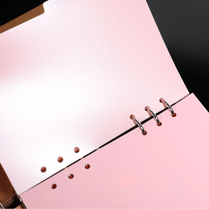 6 Pcs A5 Binder Dividers, 6 Holes Pink Clear Binder