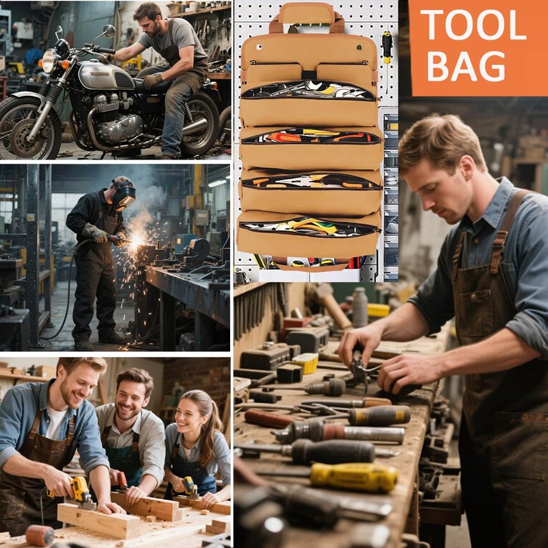 Tool Bag Roll Up, Heavy Duty Rolled Empty Tool Storage