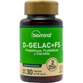 Daily Synbiotic Digest Complex - 2 Billion CFU Probiotics Lactobacilli, Prebiotic Fiber & Chlorophyll Green Extract - 30 Herbal Capsules (495mg)