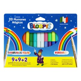 Plumones Mágicos Bloopys 20 Marcadores Cambio Color y Borran Para Papel                                                                               