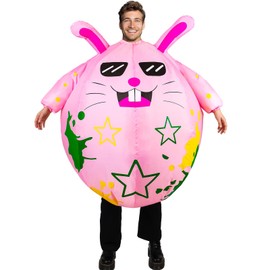 Easter Bunny Inflatable Costume Blow Up Rabbit Suit Fancy Dress Jumpsuit Cosplay Party for Adult