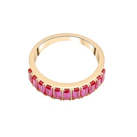 Timeless Love Ruby Colored Nano Baguette Ring for Women, 14K Gold Vermeil Ring, Modern Stackable Fine Jewelry