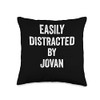 Distracted By Jovan Easily, Funny Jovan Throw Pillow, 16x16, Multicolor