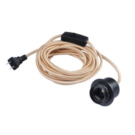 15Ft Pendant Light Cord, Hanging Light Kit with Switch Plug,Vintage Gold Woven Fabric Rope Pendant Lights Socket Set E26 for Extension Hanging Pendant Lamp Farmhouse Lamp Cable (Gold)