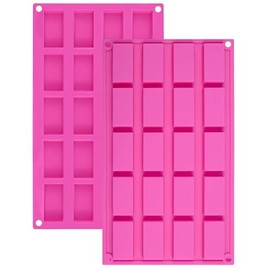 2pcs Chocolate Bar Molds Rectangle Silicone Baking Molds for Chocolate Bar Candy Protein bars Ganache Brownie Cheesecake Cornbread Pudding