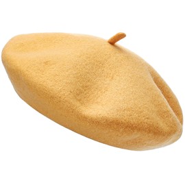 JUNGANRHA® Beret Hat Women Accessoies Men Wool Solid Color French Style Classic Beret Hat - Vintage Women's Berets for Ladies UK Artist Hat | One Size | Yellow