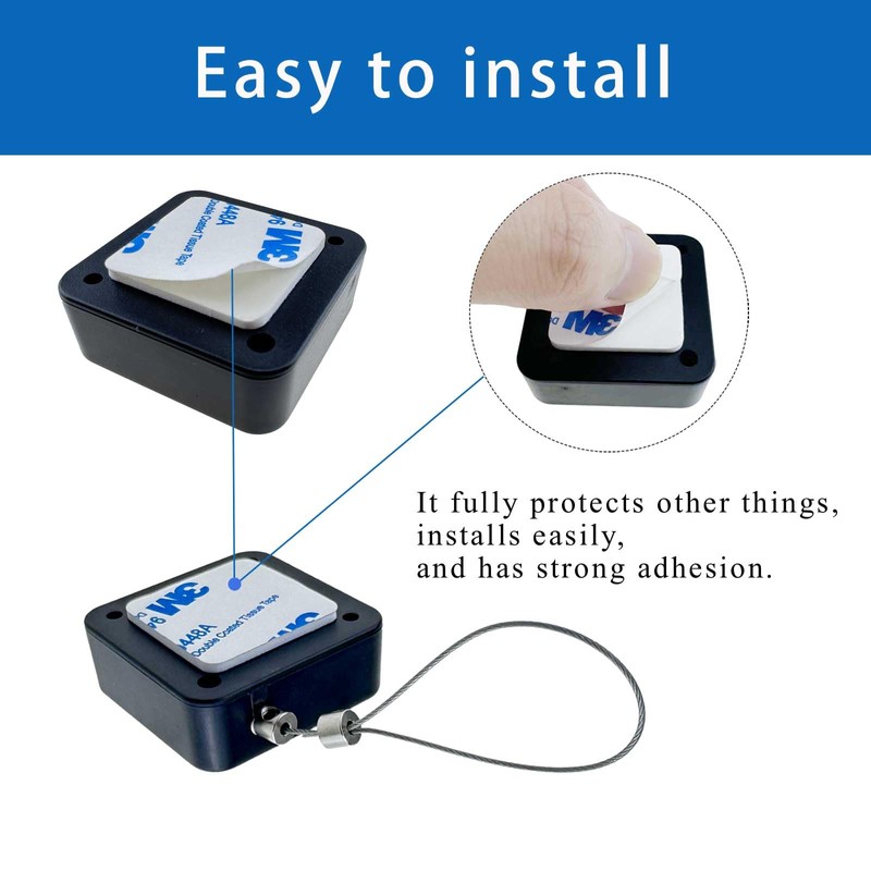 HXymxkeqi Retractable Cable Lock with Double-Sided Adhesive ABS Remote Control