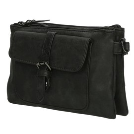 Christian Wippermann Small Women's Shoulder Bag Crossover Bag Leather Look Handbag, black