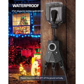 DEWENWILS Light Timer Outdoor Weatherproof Christmas, Heavy Duty 3-Prong Grounded Outlet, Dusk to Dawn and 2/4/6/8 Countdown Timer for String Light, UL Listed