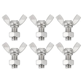 QUARKZMAN Pack of 6 M8-1.25 x 16 mm Wing Screws with 6 Nuts, Butterfly Screws Made of 304 Stainless Steel, Thumb Screws with Wing Screws