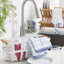 e-cloth Tea Towel Classic Green Check Tea Towel,Red