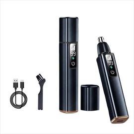 EWCEFIC Ear and Nose Hair Trimmer, USB Quick Charge Smart Digital Panel One Touch 3-Way Adjustment Unisex Body Hair Trimmer, Professional Waterproof Double Edge R-Blade 10,000 RPM (Black)