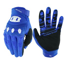 Seibertron Dirtpaw Unisex MX ATV MTB Racing Gloves - Full Finger Touchscreen Glove for Bicycle Cycling Mountain Biking Motorcycle and Motocross Blue L