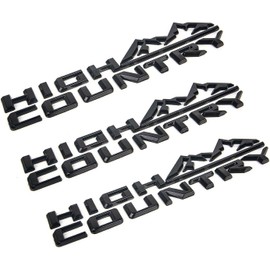 3Pcs High Country Emblems Side Door Tailgate Letter Logo Car Badge Nameplate Replacement for 2019-2025 Tahoe Silverado (3Pcs Set Emblems - Glossy Black)