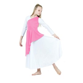 Danzcue Girl's Asymmetrical Praise Dance Tunic, Pink, Small-Medium, (Dress Not Included)