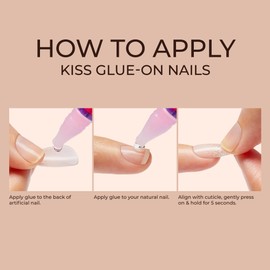 KISS Classy, Press On Nails, Nail glue included, 'Stunning!', French, Long Size, Square Shape, Includes 30 Nails, 2g Glue, 1 Manicure Stick, 1 Mini file