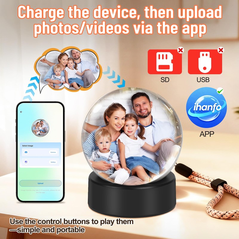 Memory Sphere Ball–Wi-Fi Crystal Video Orb for Photos & Videos