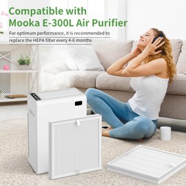 E-300L Replacement Filter Compatible with MOOKA E-300L Air Purifier, 3-in-1 Filtration System, 2 Pack