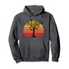 Retro Sun Minimalist Leafless Tree Design Graphic Pullover Hoodie
