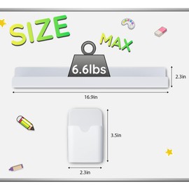 2 Pcs Magnetic Book Shelf for Whiteboard,Reusable Magnetic Book Holder and Pen Holder，Use for Classroom,Office, Refrigerator,School Supplies-White