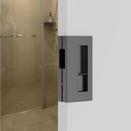 Privacy Pocket Door Lock with Pull, Wooden Sliding Door Handle for 1-3/8”Thickness Door Replace Old Or Damaged Pocket Door Hardware（Matt Black）