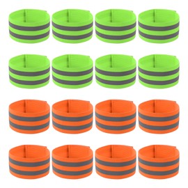 PATIKIL Reflective Bands for Wrist/Arm/Ankle/Leg, 16pcs High Visibility Reflector Bands, Safety Reflector Tape Straps for Night Running Cycling Walking Fluorescent Green/Orange