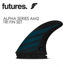 Future Fins ALPHA AM1 & ALPHA AM2 Alpha Thruster, Blue, Yellow, Set of 3 (AM2(CARBON/YELLOW))